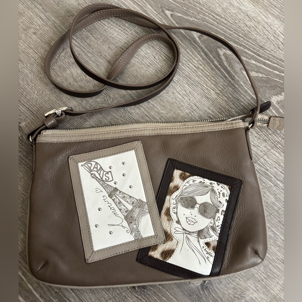Brighton soft leather Paris themed crossbody purse